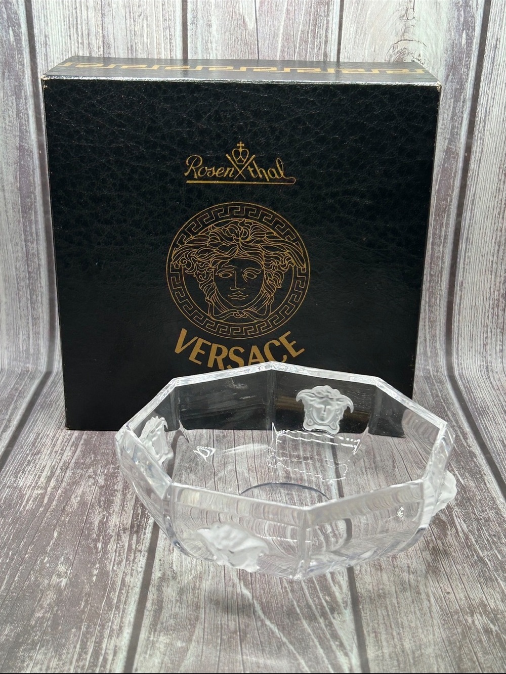 VERSACE BY ROSENTHAL Medusa Lumière Crystal Ashtray Medium 13cm w/ Original Box